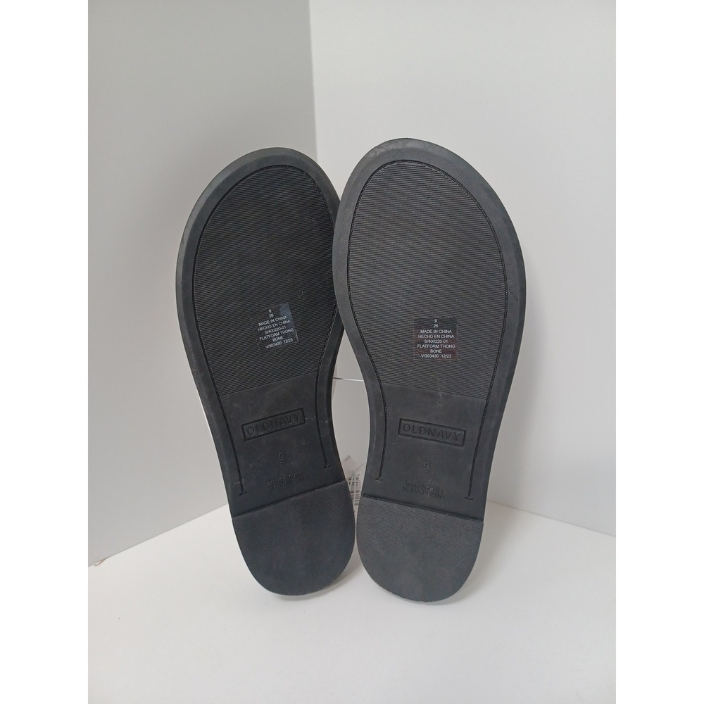 Women's Thong Platform Flip Flops Sandals Bone‎ White w/Black Soles, Size 9 NWT - Picture 5 of 5